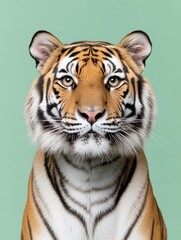 Fototapeta premium Majestic Tiger Close Up - Captivating close-up of a tiger, symbolizing power, wildness, beauty, grace, and strength. A stunning wildlife
