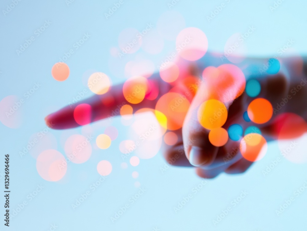 Poster Immersive Digital Interaction Vibrant Bokeh Experience Showcasing Dynamic User Engagement and Sensory Tech Innovation for Next-Gen Communication Platforms