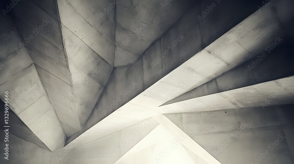 Poster striking white building bathed in light with rays coming through the ceiling showcasing geodesic tri