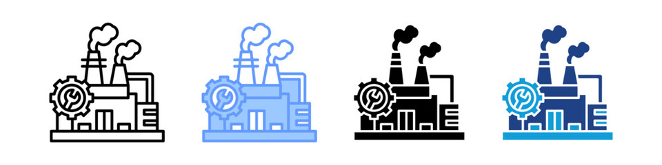 Manufacturing icon multiple style collection set