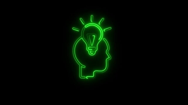 Glowing Neon Idea Icon Isolated on Black Background. HD Video Motion Graphic Animation