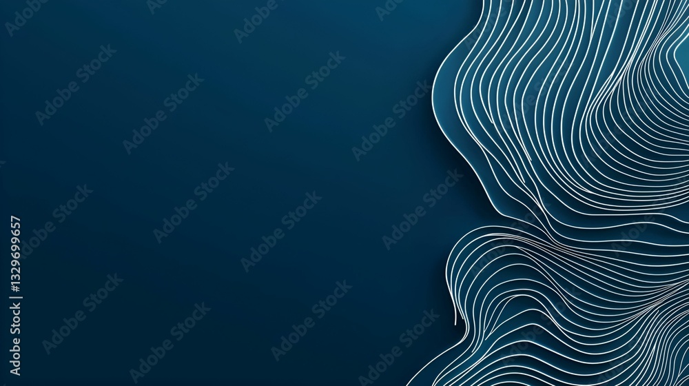 Aufkleber abstract background topographic lines depth concept. abstract wavy lines on a deep blue background.