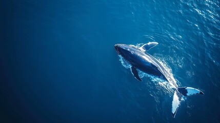 whale in the ocean top view