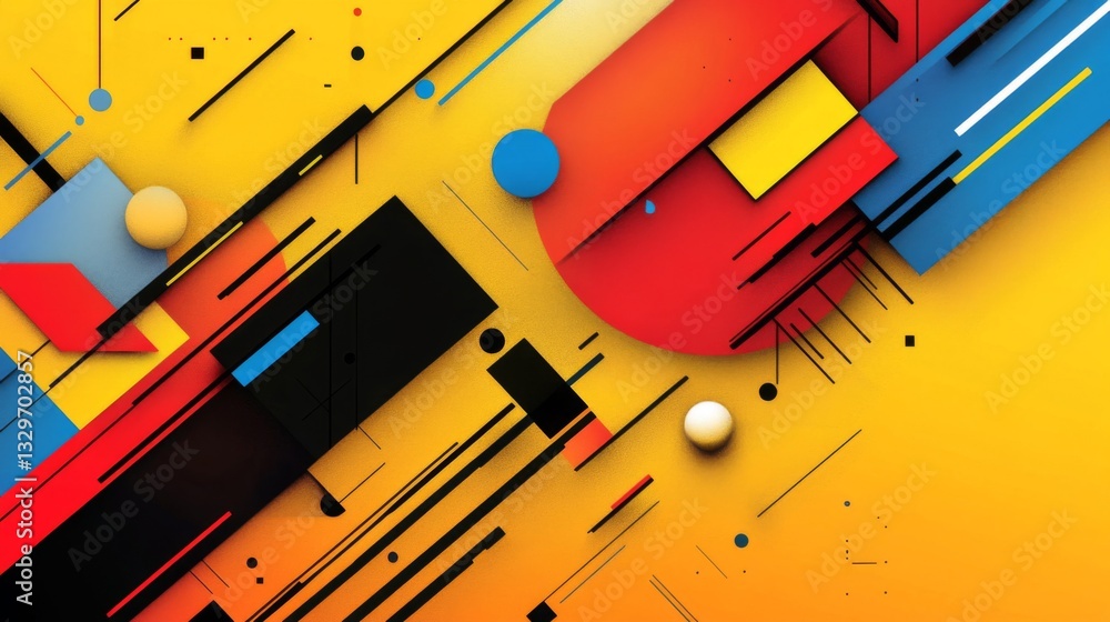 Poster abstract colorful geometric composition with bold shapes and lines