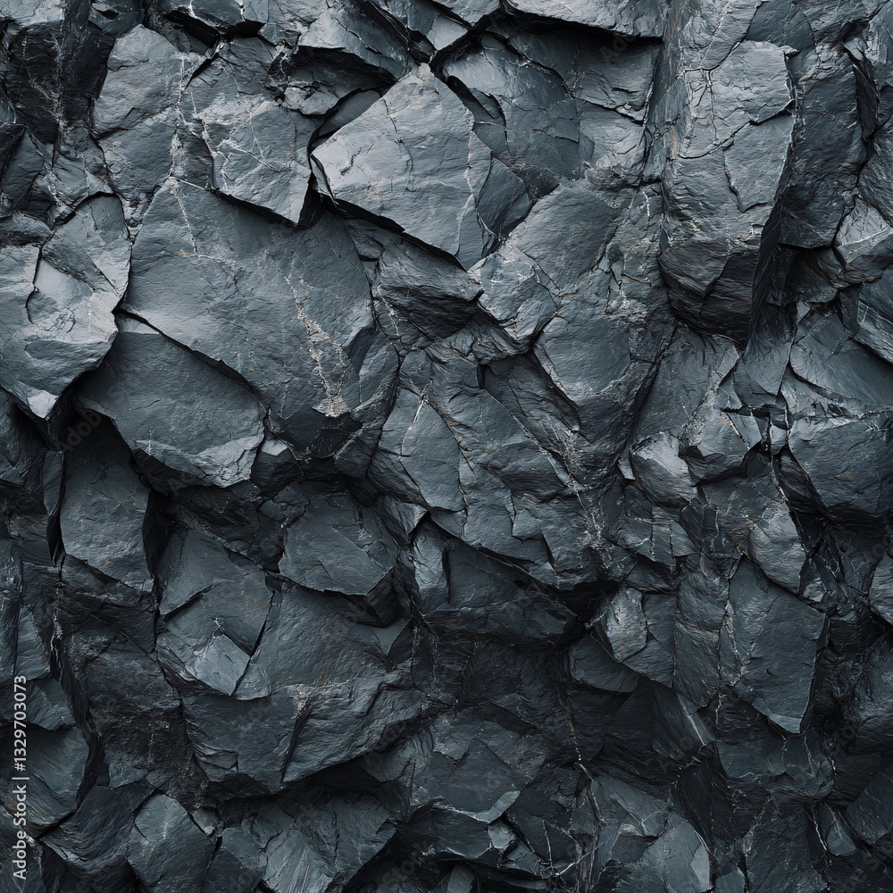 Poster a rugged gray rock surface with sharp cracks and deep fissures showing a natural and organic stone t