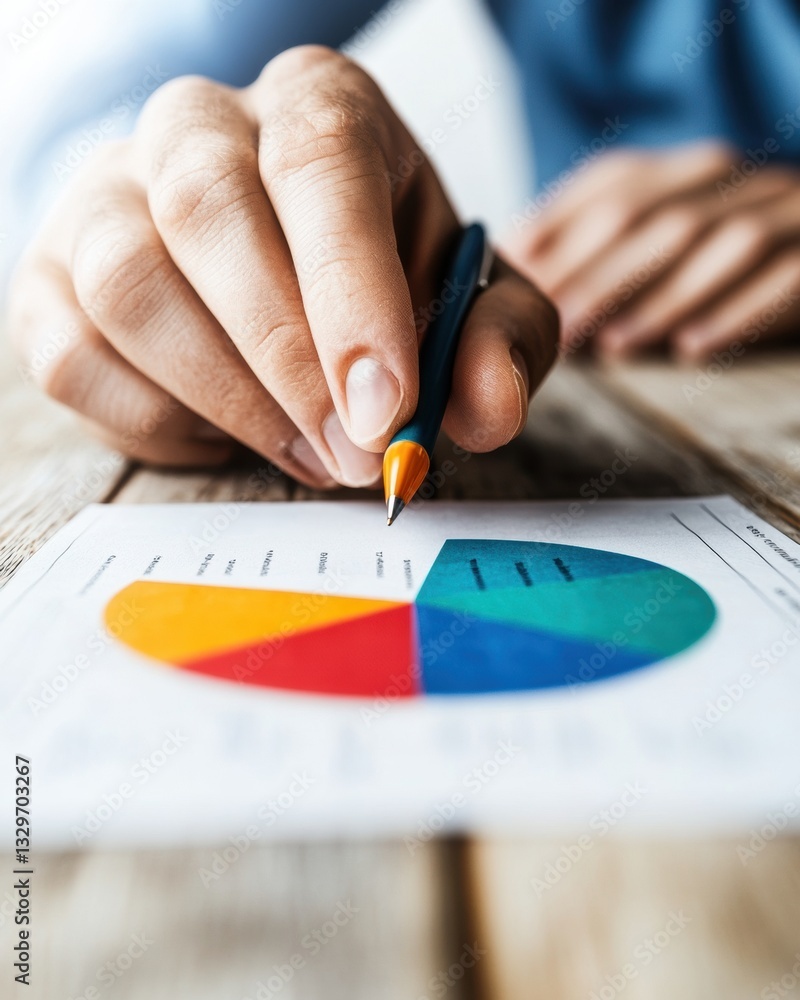 Poster Precision Analytics Minimalist Data Visualization of Financial Performance with Vibrant Pie Chart - Strategic Insights for Modern Business Decision-Making