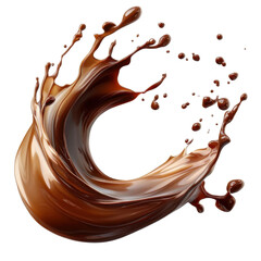 Fluid chocolate Wave Splash isolated on transparent background