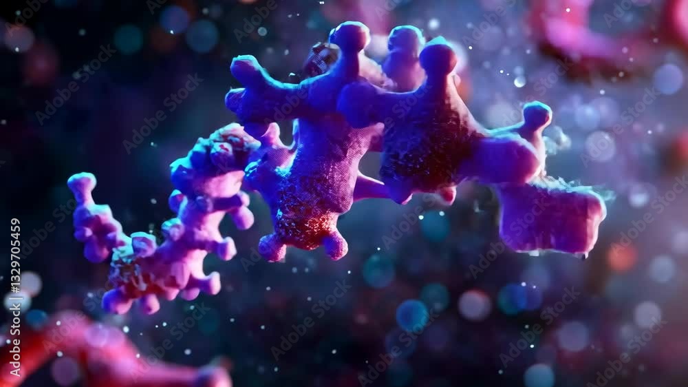 Aufkleber vibrant visualization of a virus structure displaying intricate details in a dark background