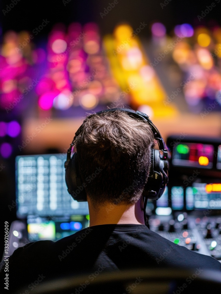 Aufkleber Immersive Digital Production AI-Enhanced Multimedia Control Hub Revealing Next-Gen Event Technology Workflow for Creative Professional Performance Management