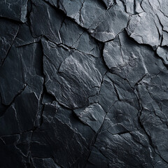 Close-up of dark cracked stone texture with sharp rugged edges and deep crevices creating a raw and natural geological surface

