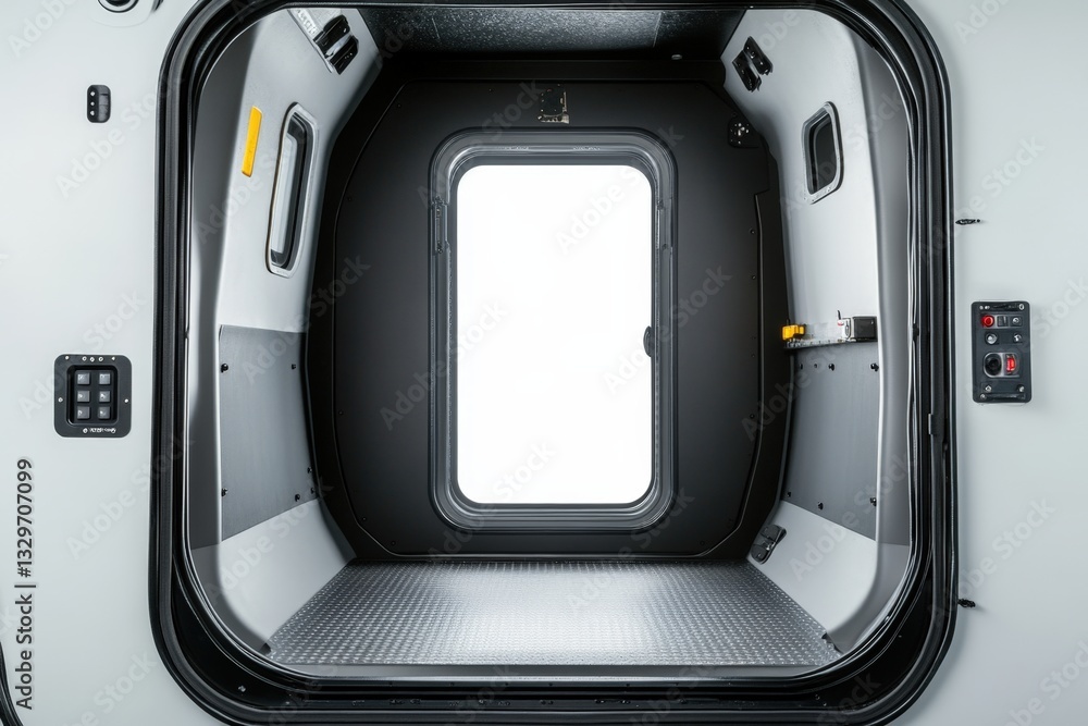 Aufkleber a minimalistic view of a room featuring a rectangular window, showcasing a sleek interior design wit