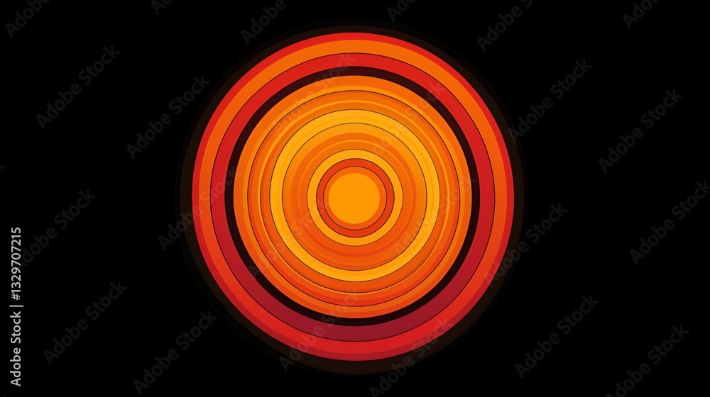 Poster geometric pattern concentric circles harmony concept. vibrant concentric circles in orange and red o