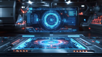 Fototapeta premium Holographic Quantum Interface Glowing with Dynamic