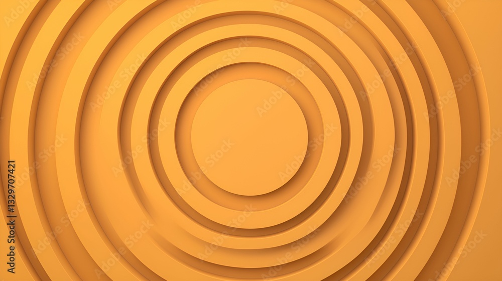 Poster geometric pattern concentric circles harmony concept. textured circular layers in warm orange tones.