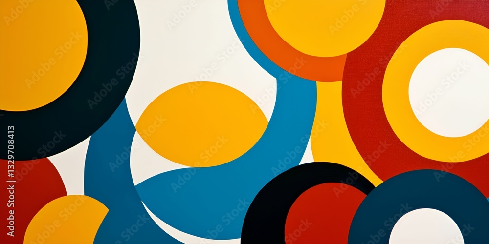 Poster geometric pattern concentric circles harmony concept. colorful abstract circles in bold hues on a li