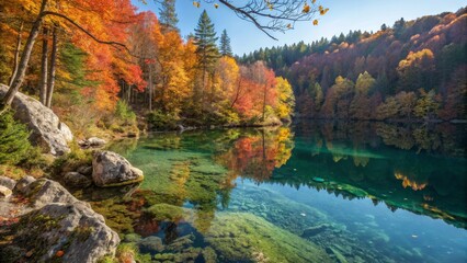 Autumn Reflection on Mountain Lake