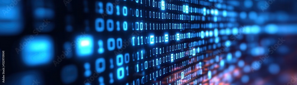 Aufkleber computer security concept, abstract digital data visualization with blue tones.