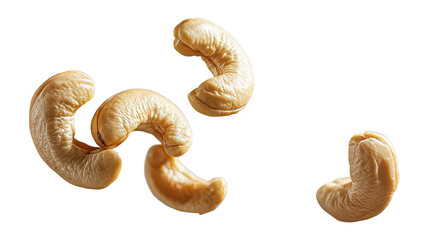 Fototapeta premium Cashew Nuts On Transparent. Isolated Raw Vegan Snack, Healthy Fats Source.