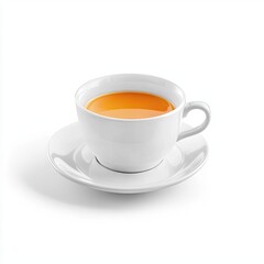 Fototapeta premium Teacup, orange tea, saucer, white background, studio shot, beverage