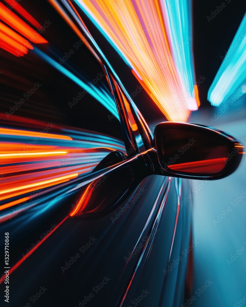 Aufkleber Hyper-Dynamic Automotive Innovation Next-Gen Motion Visualization with Electrifying Color Spectrum - Futuristic Transportation Design Breakthrough
