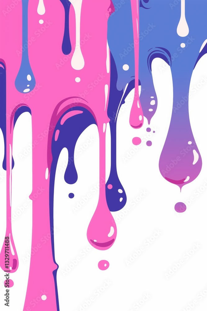 Poster a vibrant abstract background featuring dripping paint in shades of pink and blue, creating a dynami