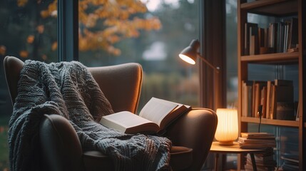 Cozy Autumn Evening Relaxation with a Book by the Window