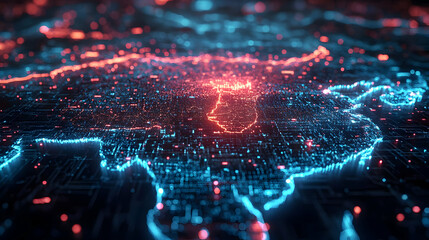 China digital map, glowing network