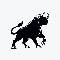 Bull on White Background Powerful and Aggressive Symbol