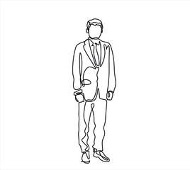 Continuous one line drawing of successful businessman, hand drawn style vector illustration	