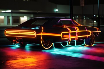 Fototapeta premium A street racing car with neon underglow.