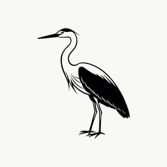 Heron silhouette vector on white background 