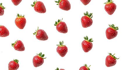 Floating Strawberries On Transparent.