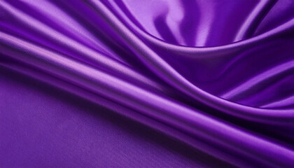 Obraz premium A bright purple silk satin fabric with soft, wavy folds. The smooth and shiny texture exudes elegance, and high-quality material, perfect for fashion, interior design, and textile-related visuals