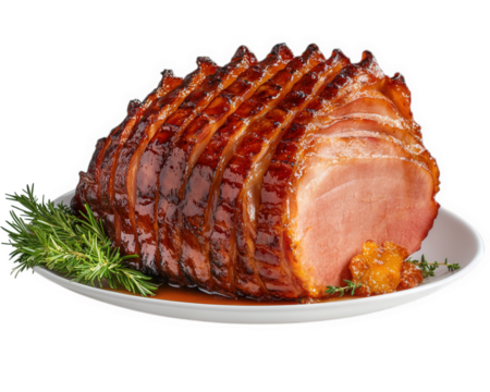 spiral cut smoked ham with golden brown glaze, garnished with herbs, perfect for festive occasions and gatherings. This delicious dish is sure to impress guests
