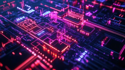 Obraz premium Holographic Quantum Machine Glowing with Intricate Patterns