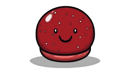 Smiling macaron cookie with dots, cartoon character, isolated