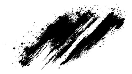 Black brush stroke on white background. Abstract black in splash, paint, brush strokes, stain grunge isolated on white background, Black staine brush, grunge banner, hand drawn splash,	
