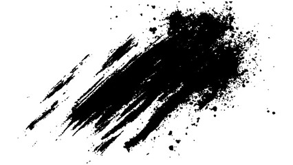 Black paint splatter on a transparent white background. Vector black and white with grunge style, Abstract black and white brush strokes on a canvas with Black ink texture.	
