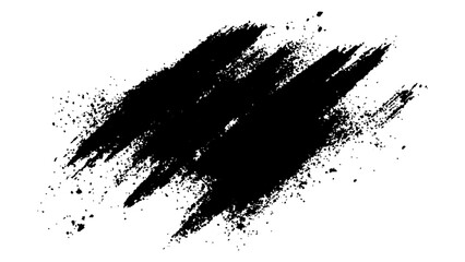 Black paint splatter on a transparent white background. Vector black and white with grunge style, Abstract black and white brush strokes on a canvas with Black ink texture.	