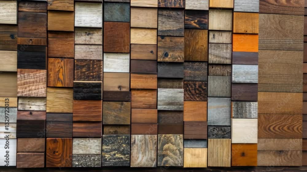 Poster wooden wall display featuring an array of different textures and colors capturing the beauty of natu