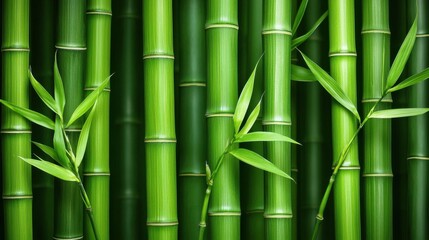 Fototapeta premium Lush Green Bamboo Forest Seamless Pattern