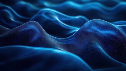 Obraz premium Abstract flowing blue fabric texture. Rippling, smooth, deep blue, and detailed surface