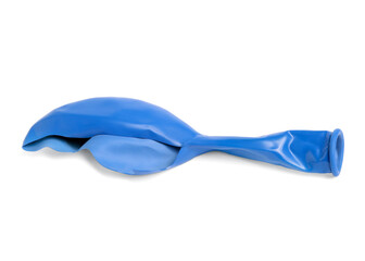 One blue popped balloon isolated on white