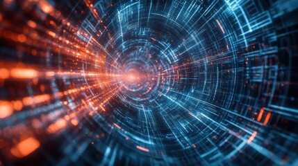 Fototapeta premium Quantum System Illuminated by Swirling Digital Data