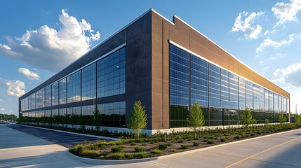 Obraz premium Industrial SMR facility producing clean energy for sustainable urban development