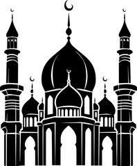 Mosque vector silhouette illustration black and white design