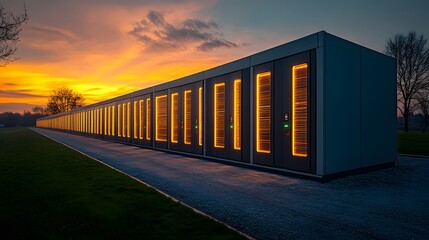 Obraz premium AI-enhanced battery storage optimizing energy distribution in a modern power plant