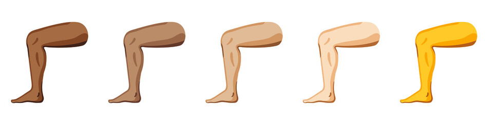 Diverse Leg Emojis on white background 