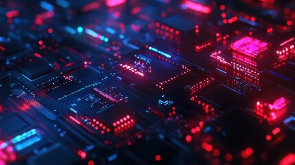 Obraz premium Close-up of Binary Qubits Floating in Futuristic Environment