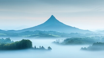 Fototapeta premium Misty Mountain Majesty: A Serene Landscape